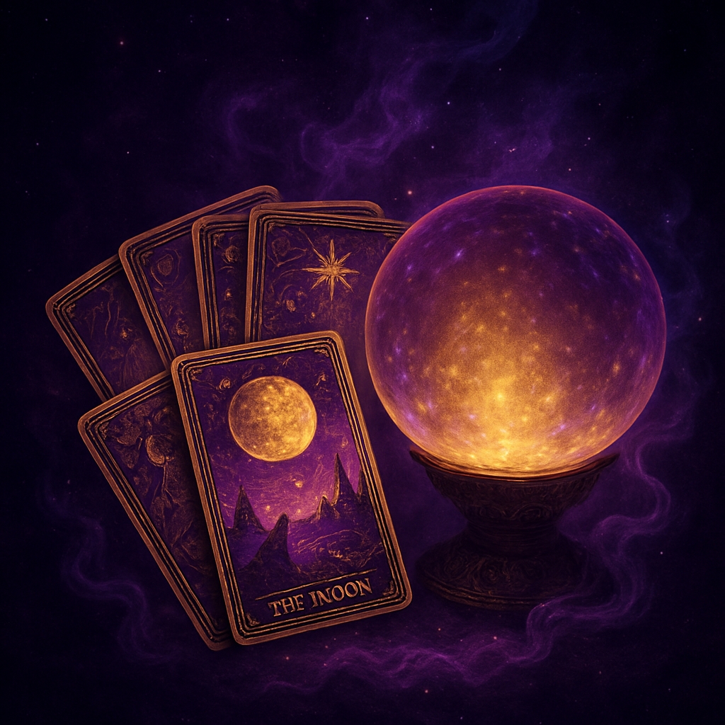 Cartes de tarot et boule de cristal